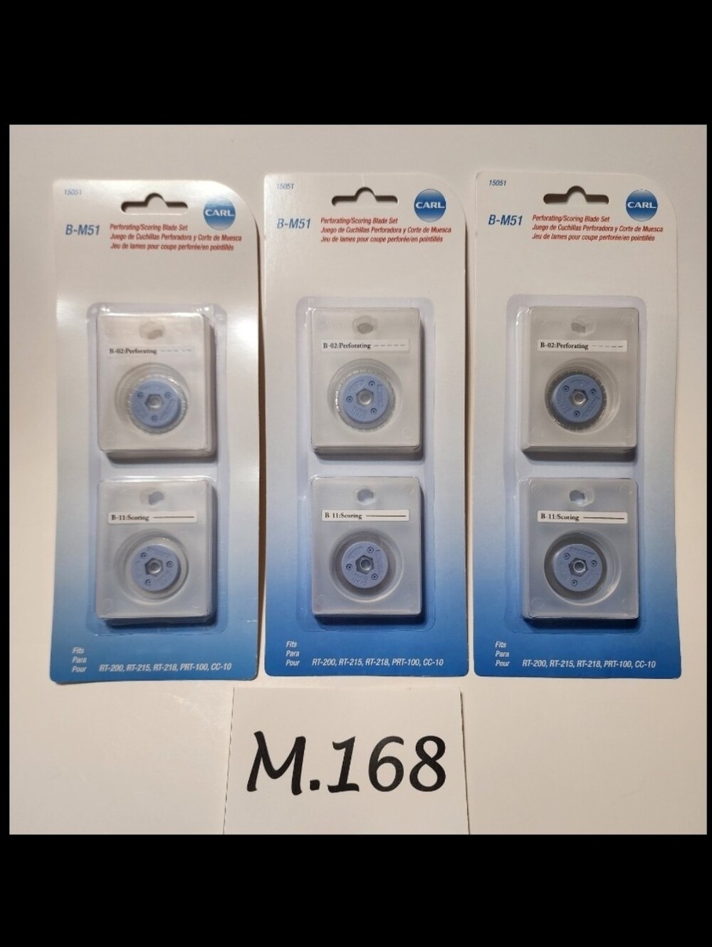 M.168- CARL Decorative Replacement Blade Set BM51 Perforating and Scoring, 3 pkg